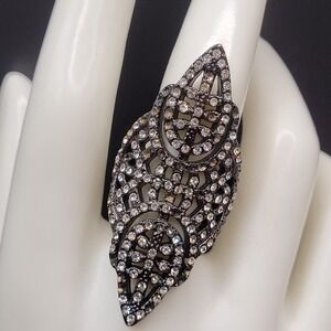 Huge Stunning Park Lane Luminere Ring Black Hematite Whimsigoth Witchy Size 8.75